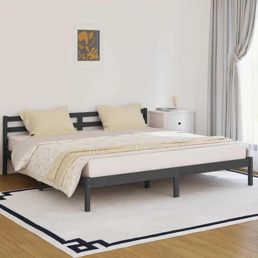 Cadre de lit sans matelas bois massif de pin 200x200 cm gris