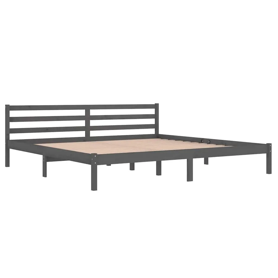 Cadre de lit sans matelas bois massif de pin 200x200 cm gris - 3