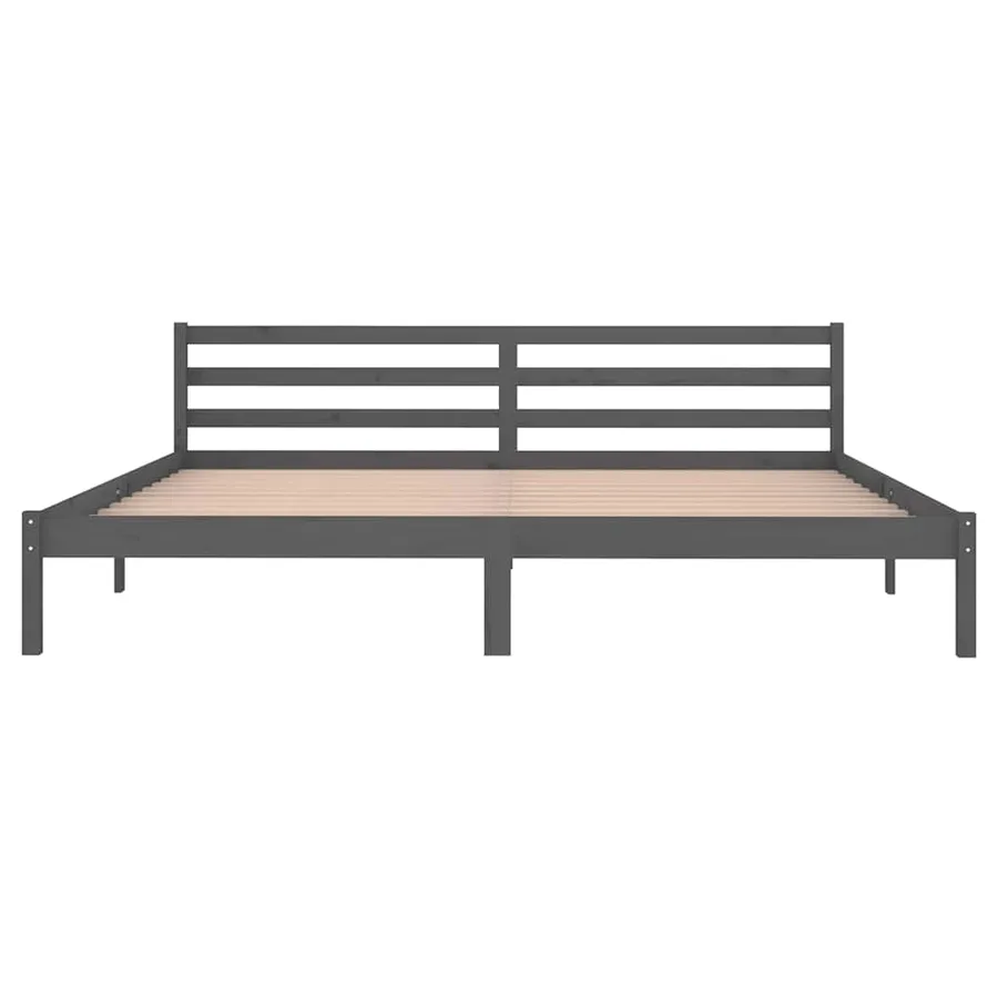 Cadre de lit sans matelas bois massif de pin 200x200 cm gris - 4