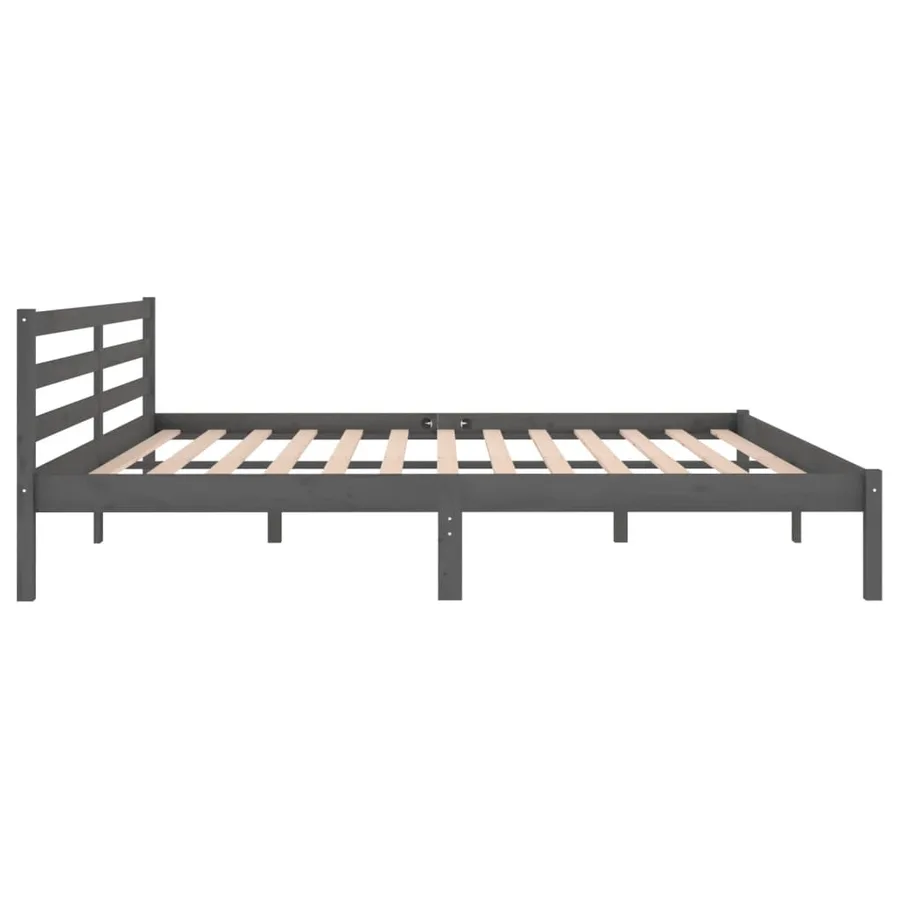 Cadre de lit sans matelas bois massif de pin 200x200 cm gris - 5