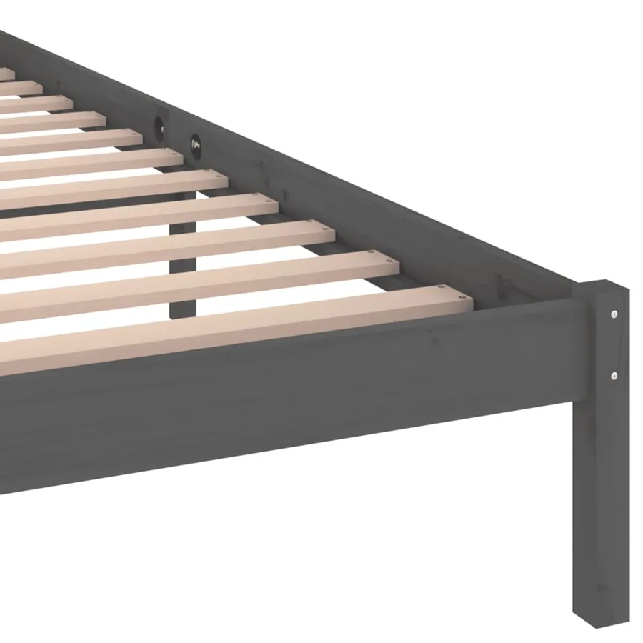 Cadre de lit sans matelas bois massif de pin 200x200 cm gris - 6