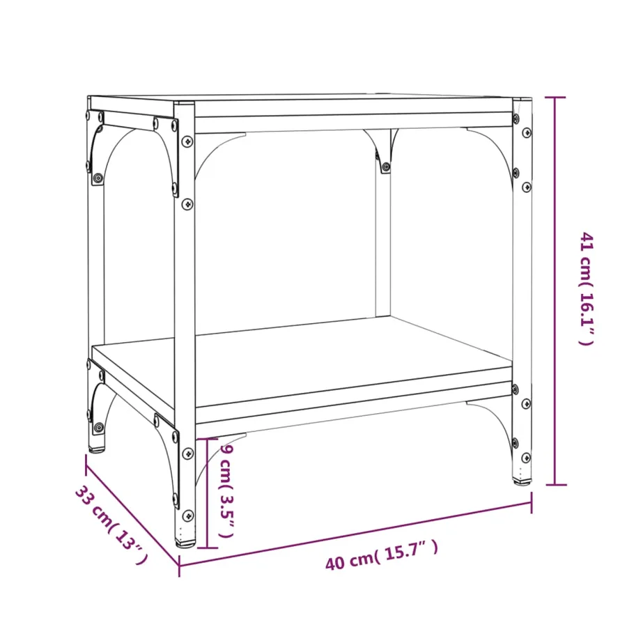 Meuble TV Chêne sonoma 40x33x41 cm Bois d'ingénierie et acier - 9