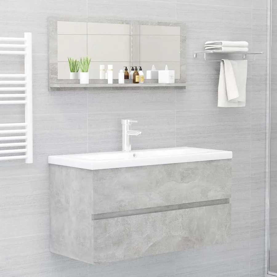 Miroir de salle de bain Gris béton 90x10,5x37 cm Aggloméré - 4