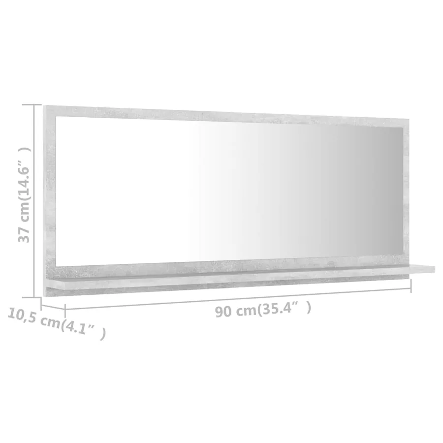 Miroir de salle de bain Gris béton 90x10,5x37 cm Aggloméré - 7