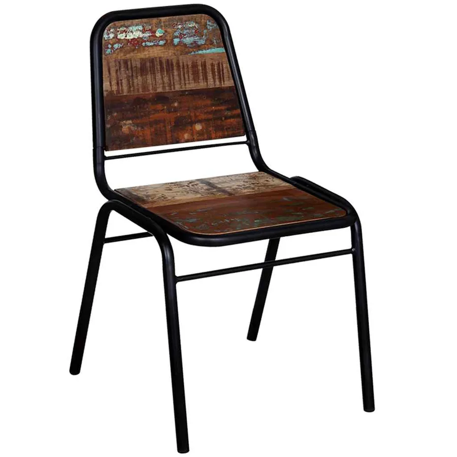 Chaises à manger lot de 4 bois de récupération solide - 2