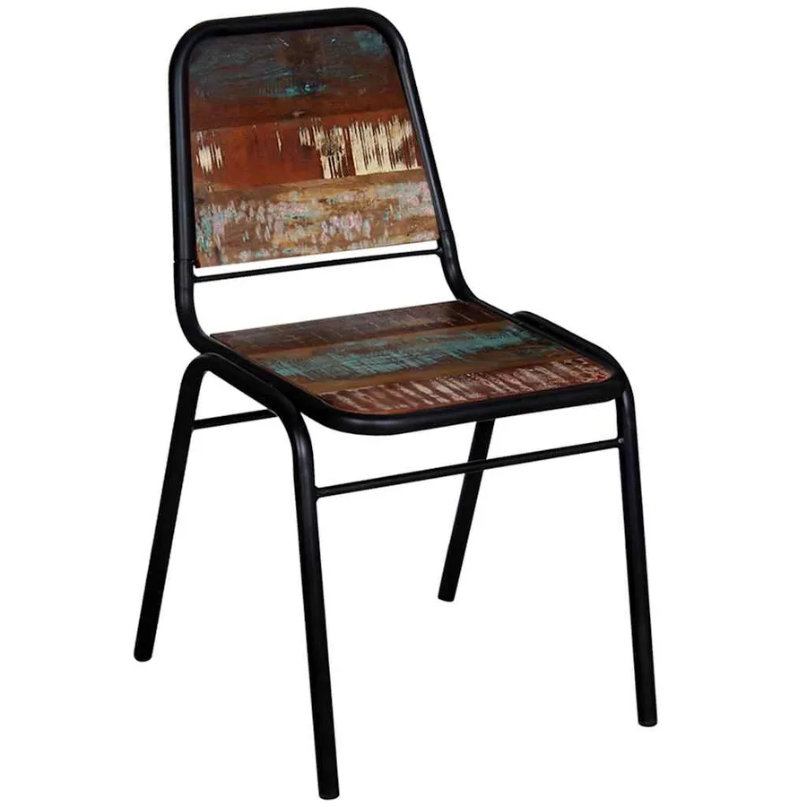 Chaises à manger lot de 4 bois de récupération solide - 6
