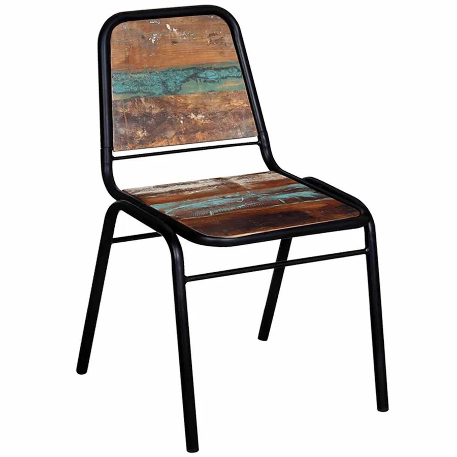 Chaises à manger lot de 4 bois de récupération solide - 8