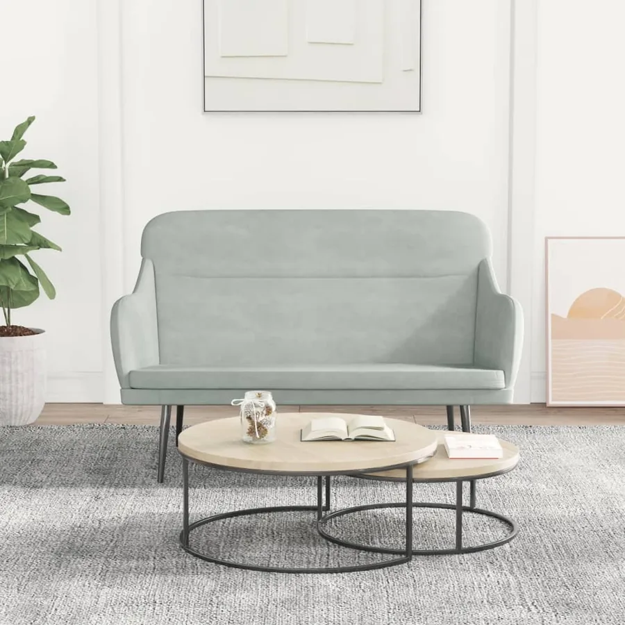 Banc Gris clair 110x76x80 cm Velours