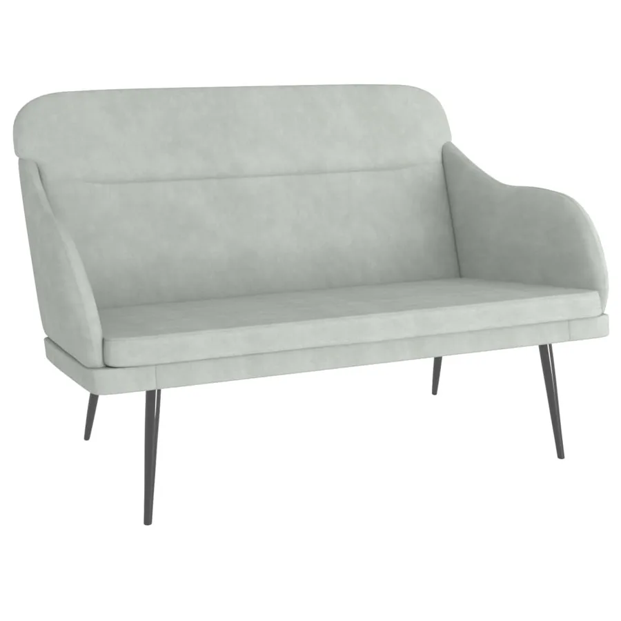 Banc Gris clair 110x76x80 cm Velours - 2