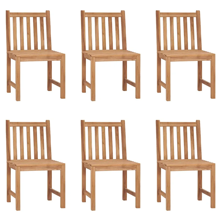 Chaises de jardin lot de 6 avec coussins Bois de teck massif - 2