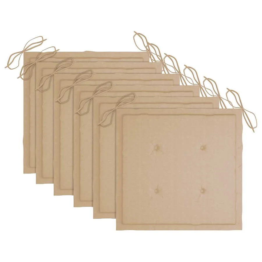 Chaises de jardin lot de 6 avec coussins Bois de teck massif - 8