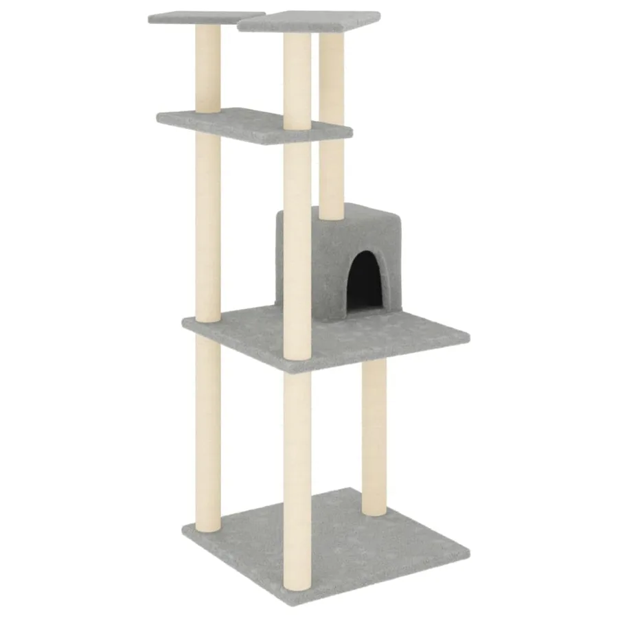 Arbre à chat avec griffoirs en sisal gris clair 123 cm - 2