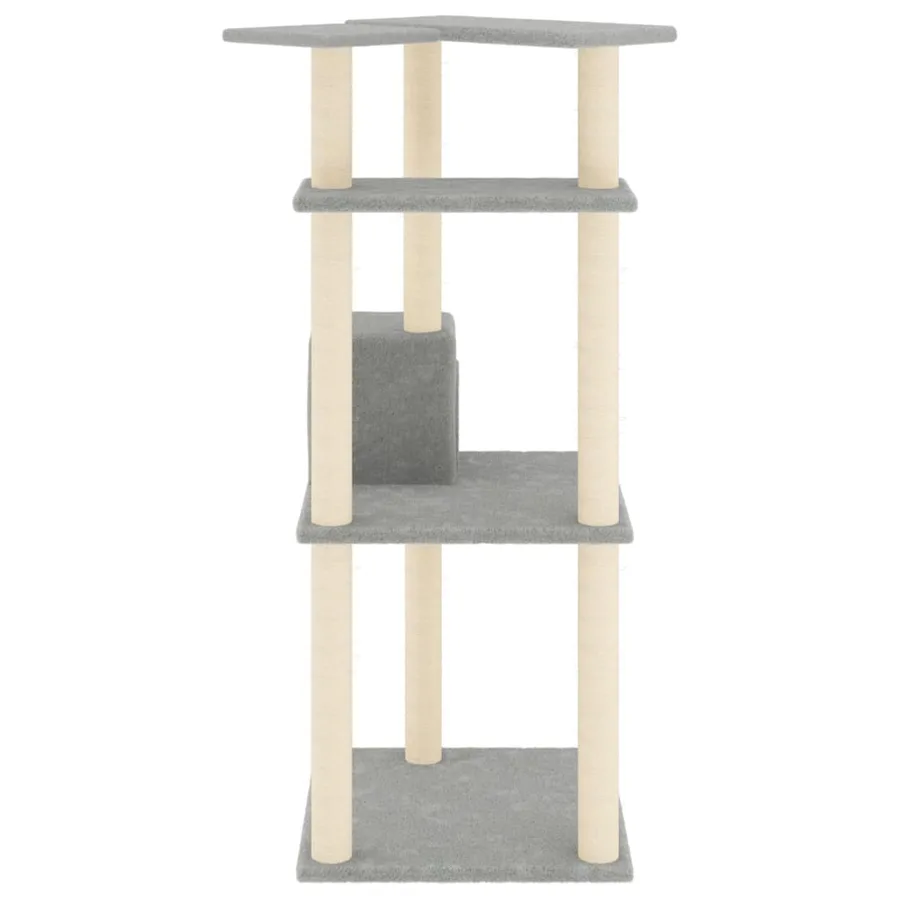 Arbre à chat avec griffoirs en sisal gris clair 123 cm - 4