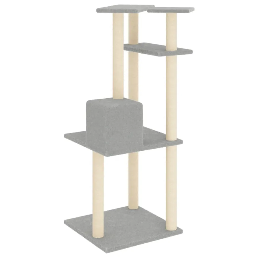 Arbre à chat avec griffoirs en sisal gris clair 123 cm - 5