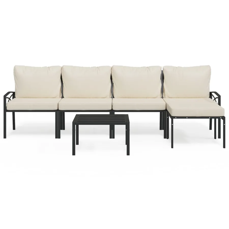 Salon de jardin 6 pcs avec coussins sable acier - 2