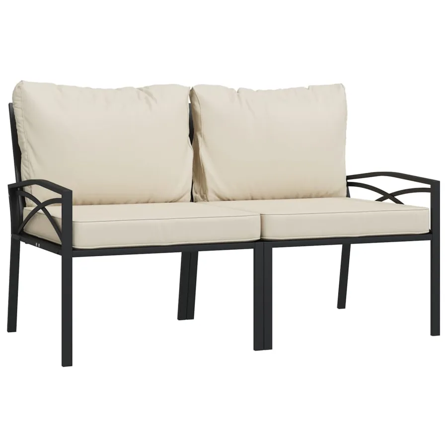 Salon de jardin 6 pcs avec coussins sable acier - 4