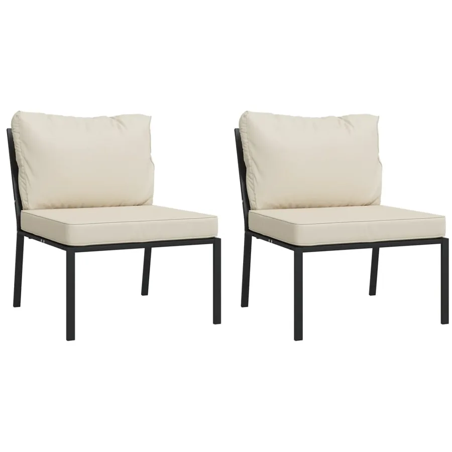 Salon de jardin 6 pcs avec coussins sable acier - 6