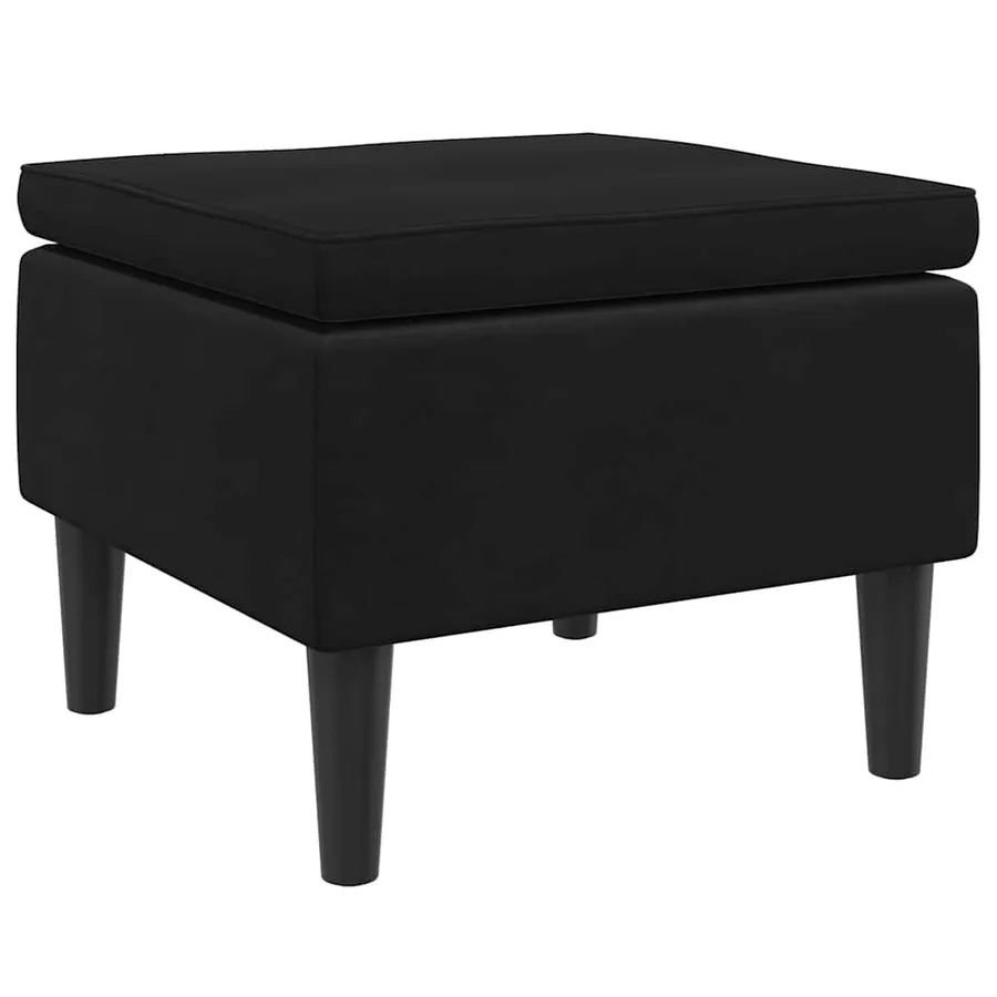 Tabouret avec pieds en bois Noir Velours - 4