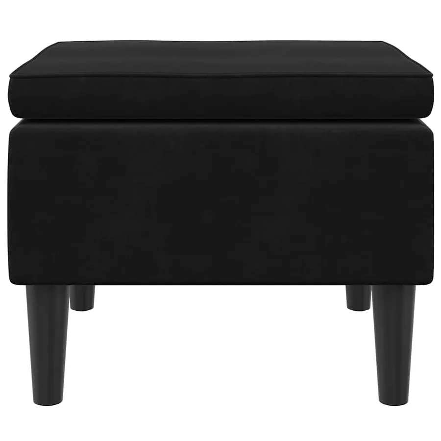 Tabouret avec pieds en bois Noir Velours - 5