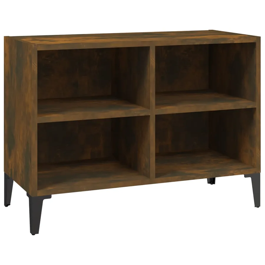 Meuble TV avec pieds en métal Chêne fumé 69,5x30x50 cm - 2