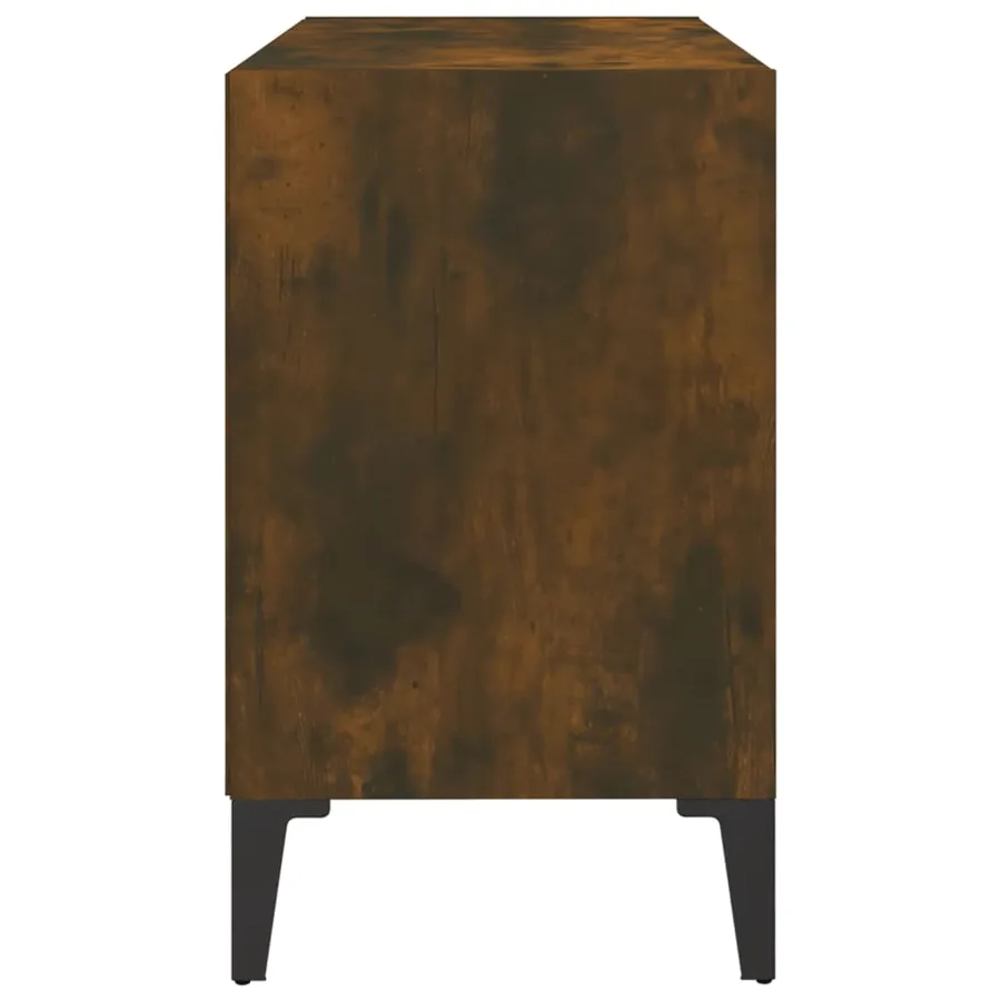 Meuble TV avec pieds en métal Chêne fumé 69,5x30x50 cm - 5