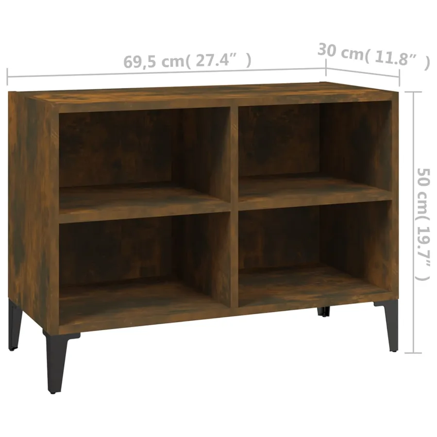 Meuble TV avec pieds en métal Chêne fumé 69,5x30x50 cm - 6