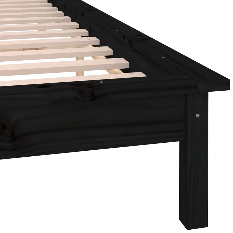 Cadre de lit à LED sans matelas noir 120x190 cm bois massif - 9