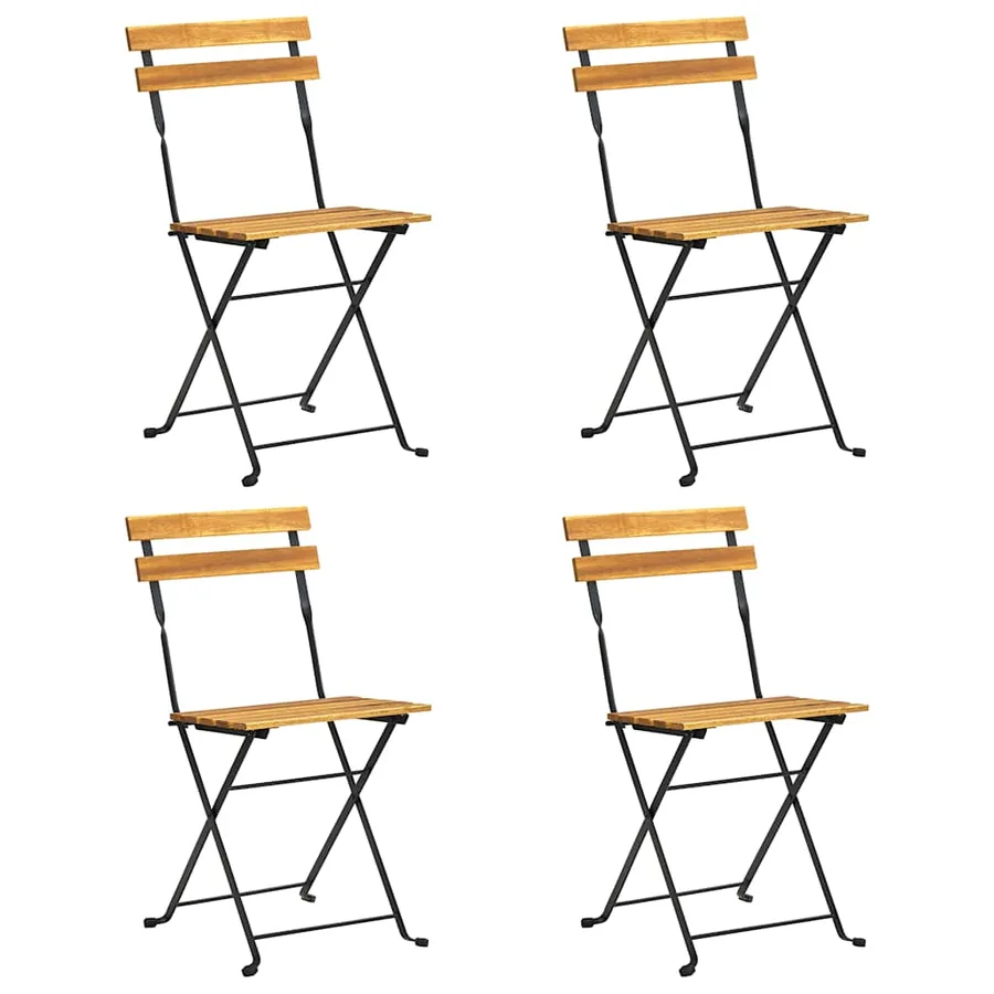 Chaises de bistro pliables lot de 4 Bois d'acacia massif - 2