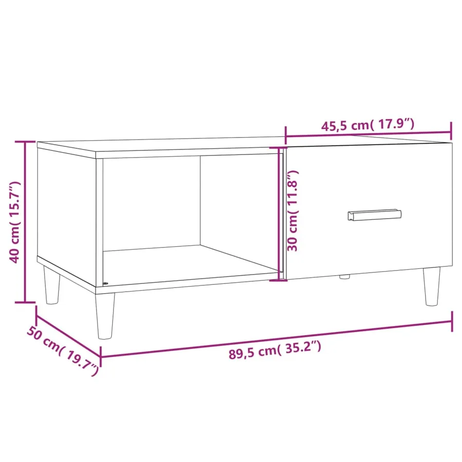 Table basse chêne fumé 89,5x50x40 cm bois d'ingénierie - 12