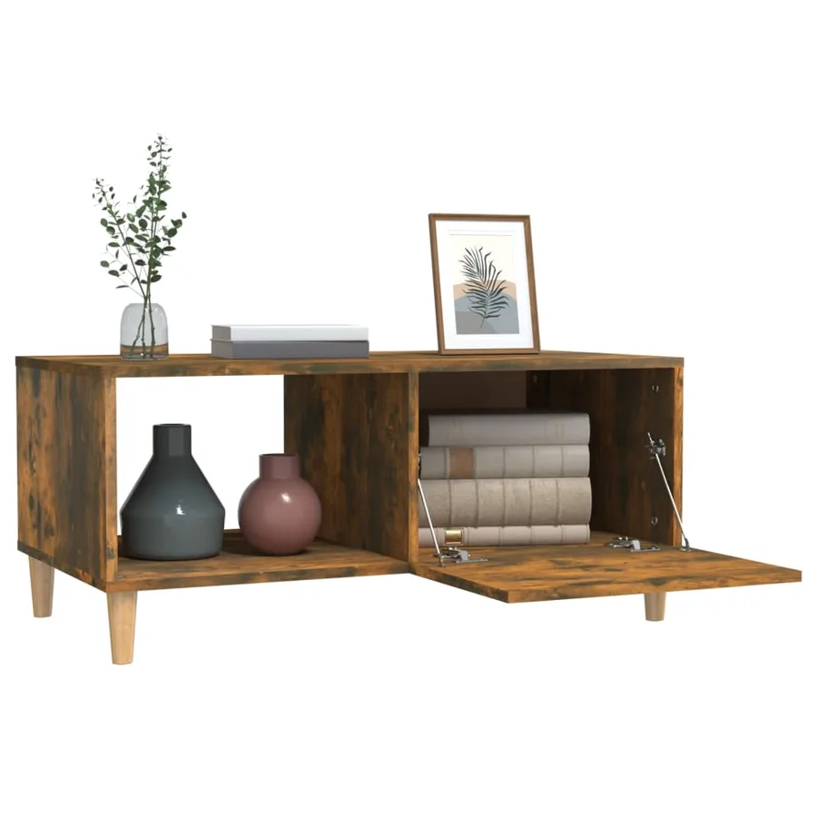 Table basse chêne fumé 89,5x50x40 cm bois d'ingénierie - 5
