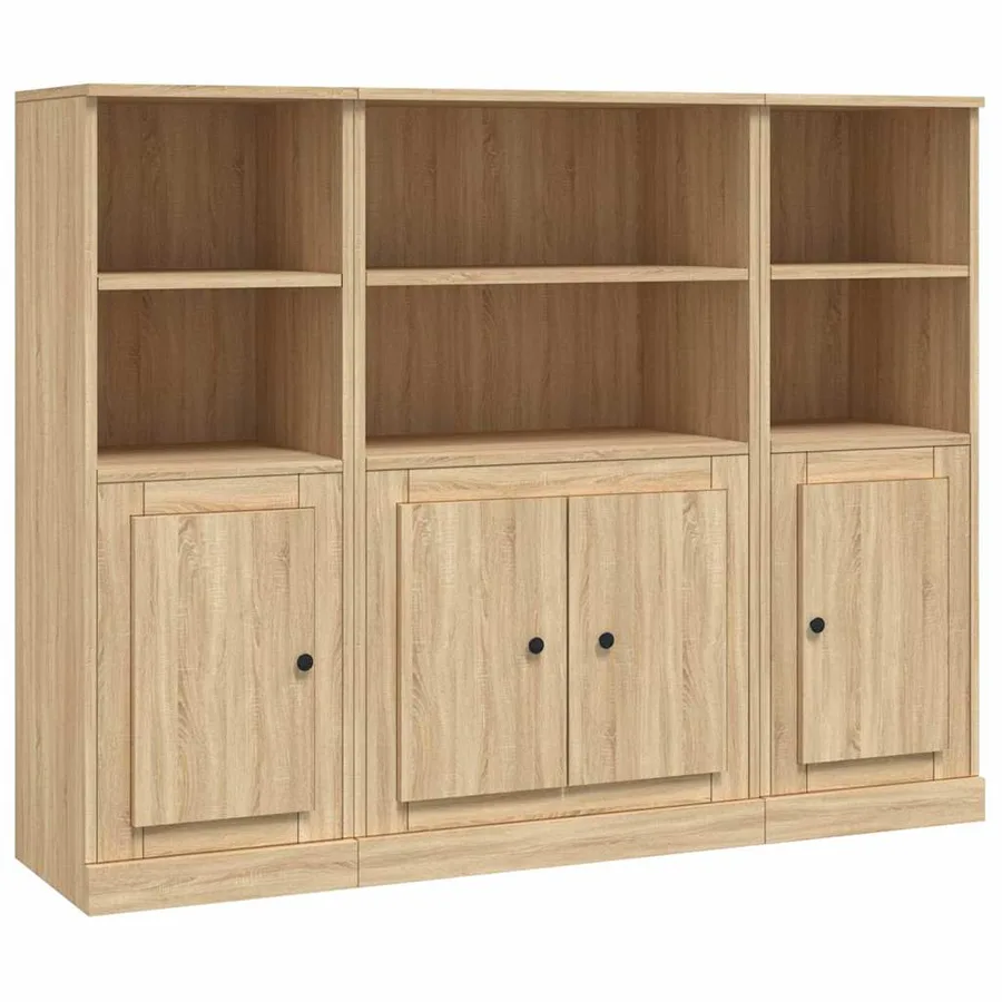 Buffets 3 pcs chêne sonoma bois d'ingénierie - 2