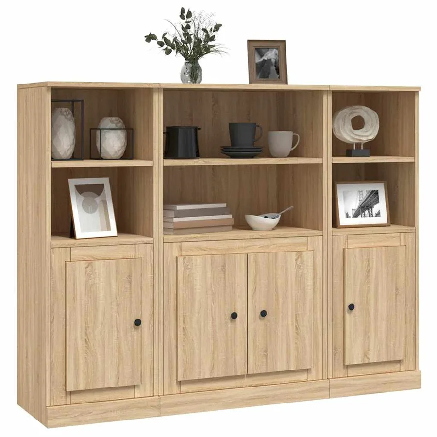 Buffets 3 pcs chêne sonoma bois d'ingénierie - 3