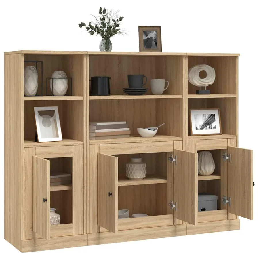 Buffets 3 pcs chêne sonoma bois d'ingénierie - 4