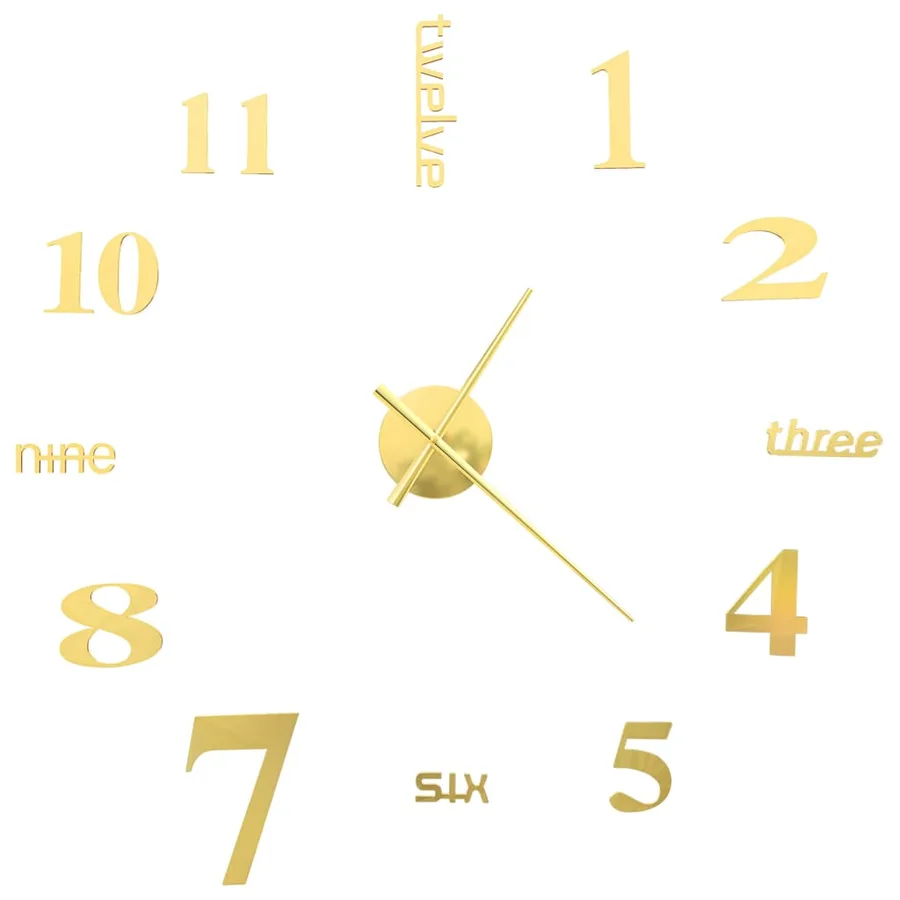 Horloge murale 3D Design moderne 100 cm XXL Doré - 3