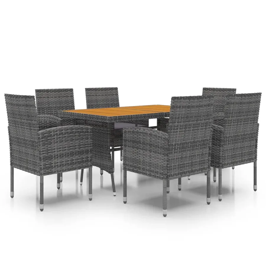 Ensemble à manger d'extérieur 7 pcs Résine tressée Gris - 2