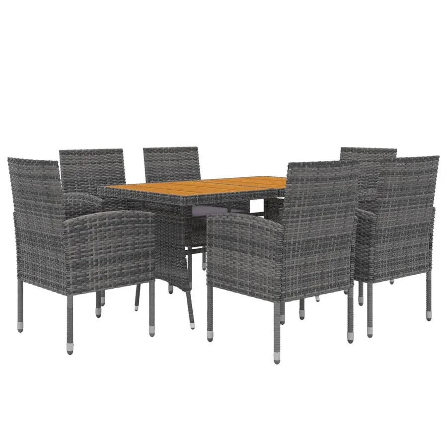 Ensemble à manger d'extérieur 7 pcs Résine tressée Gris - 3