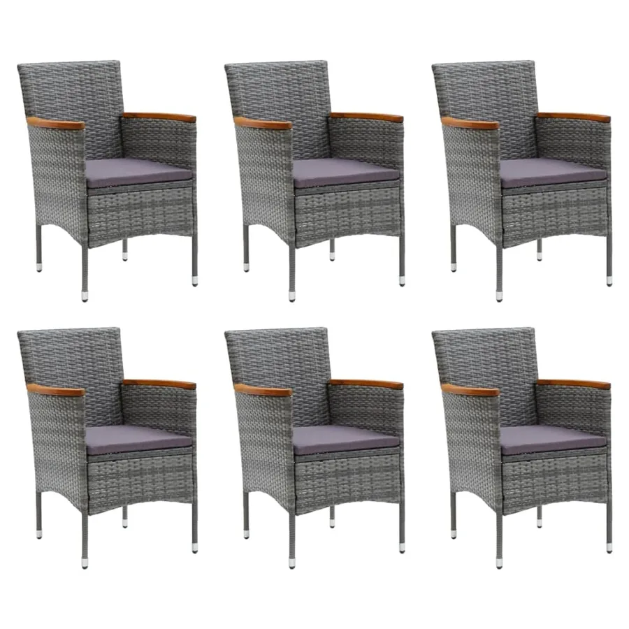 Ensemble à manger de jardin coussins 7pcs Résine tressée Gris - 3