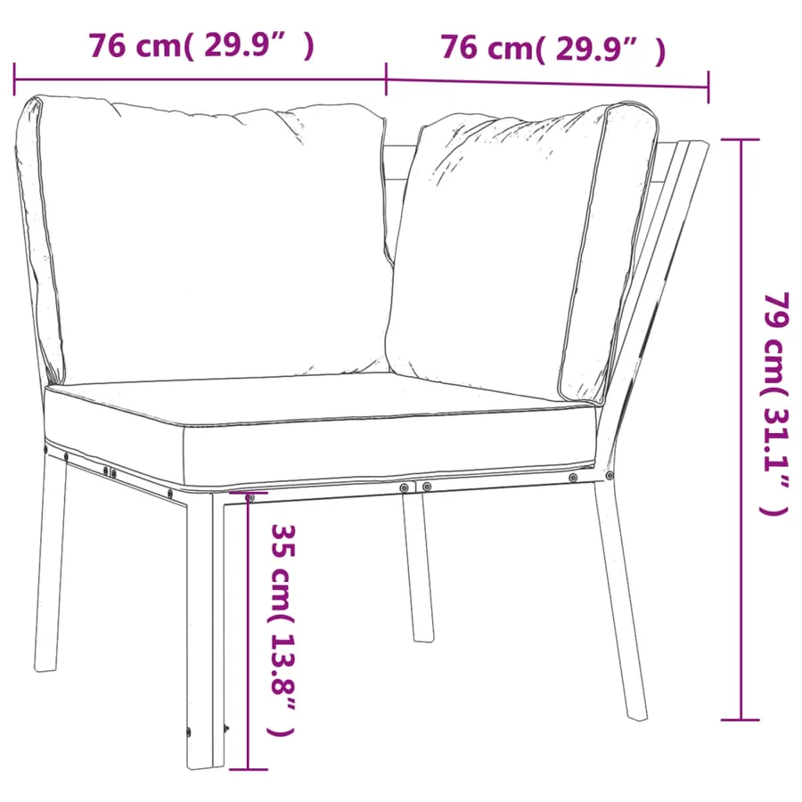 Salon de jardin 11 pcs avec coussins sable acier - 16