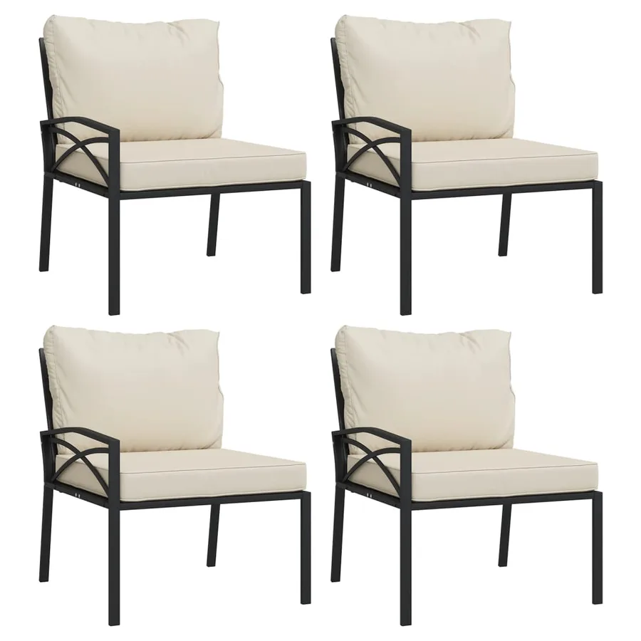 Salon de jardin 11 pcs avec coussins sable acier - 4
