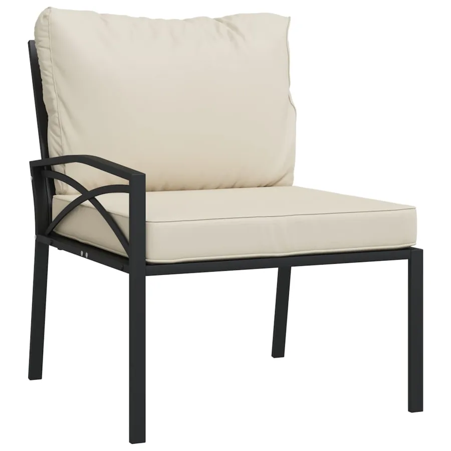Salon de jardin 11 pcs avec coussins sable acier - 5