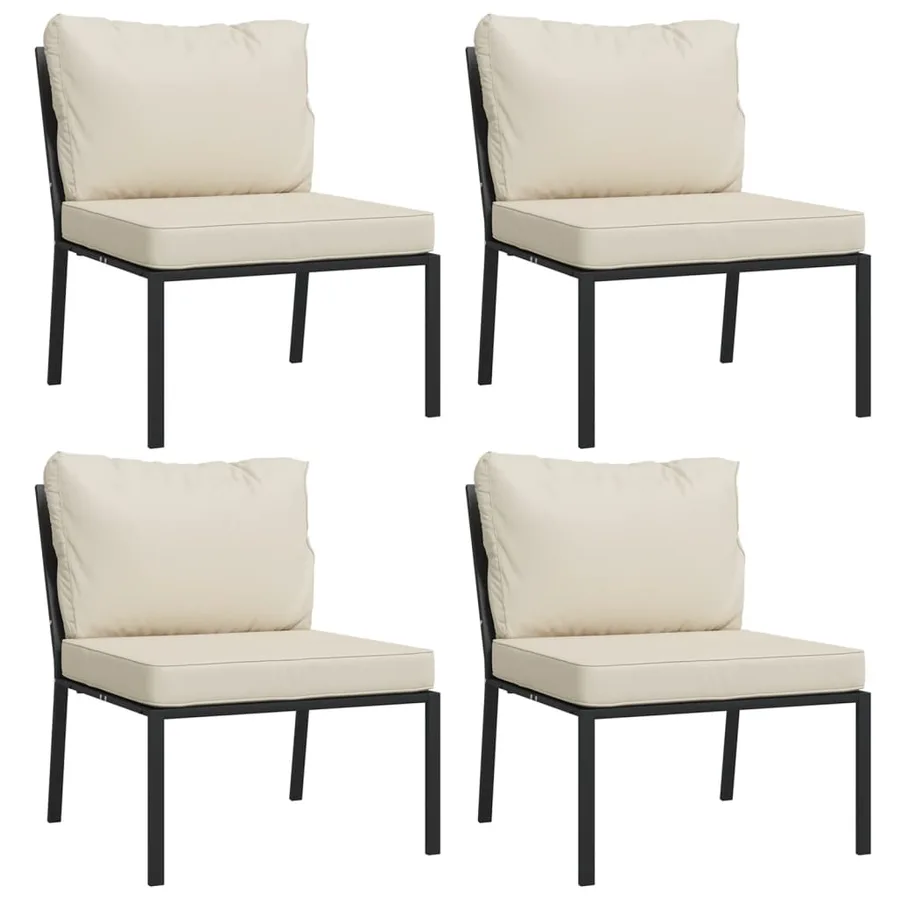 Salon de jardin 11 pcs avec coussins sable acier - 6