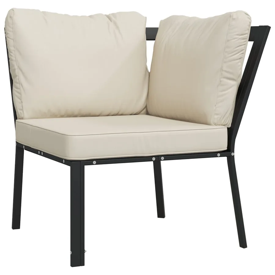 Salon de jardin 11 pcs avec coussins sable acier - 8