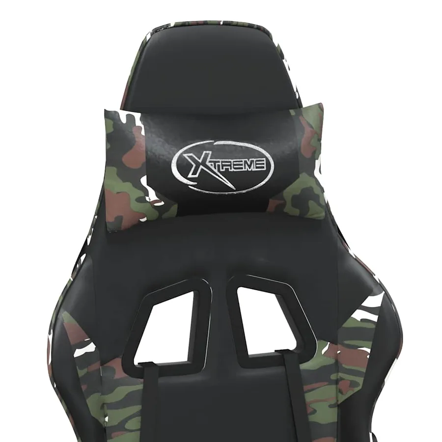 Chaise de jeu de massage repose-pied Noir camouflage Similicuir - 10