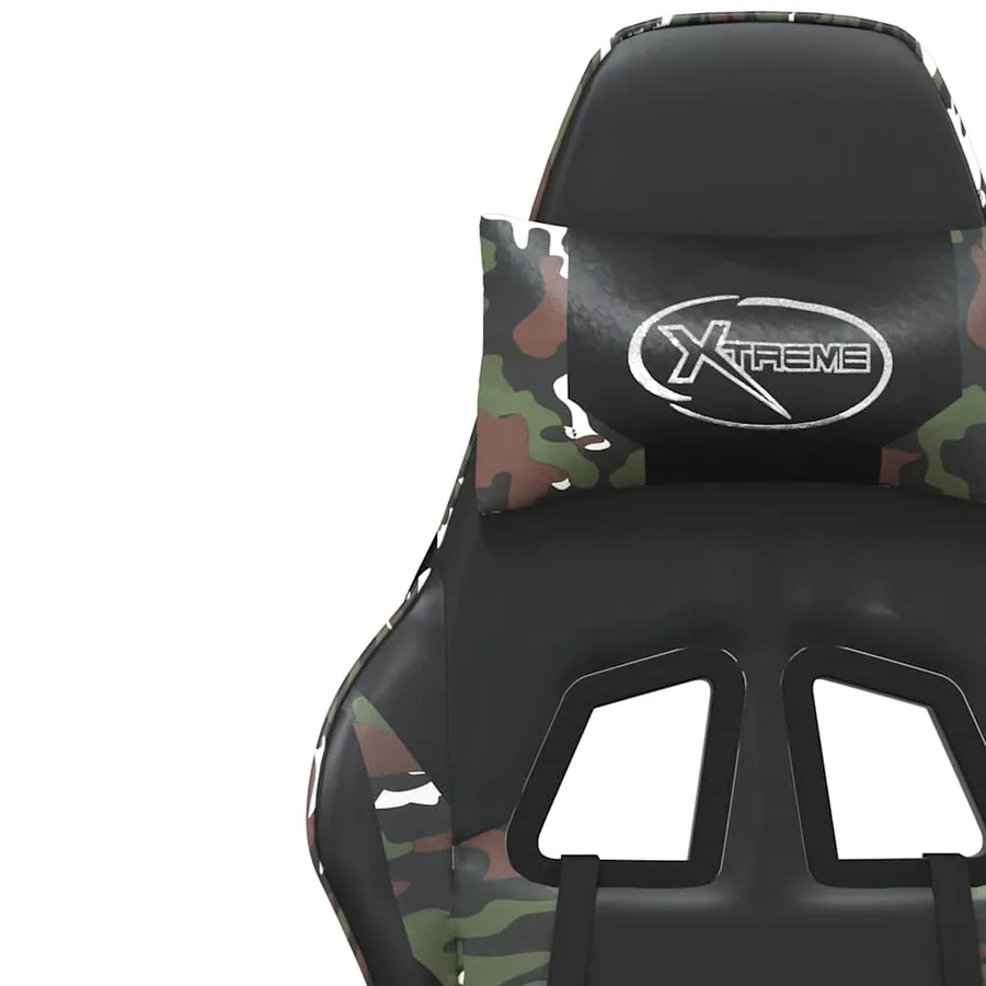 Chaise de jeu de massage repose-pied Noir camouflage Similicuir - 12