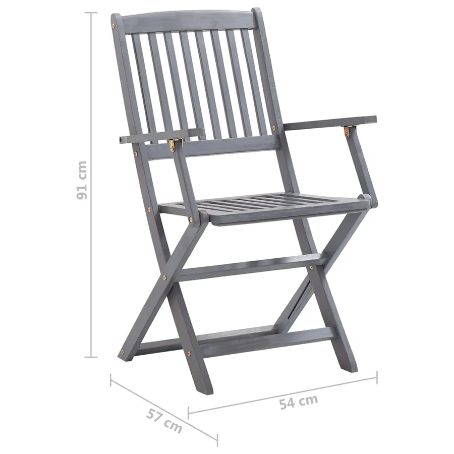 Chaises pliables d'extérieur lot de 6 et coussins Bois d'acacia - 12