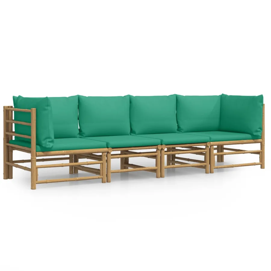 Salon de jardin 4 pcs avec coussins vert bambou - 2