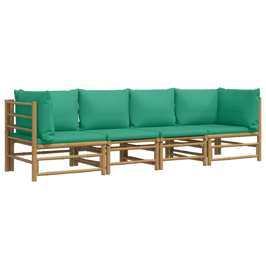 Salon de jardin 4 pcs avec coussins vert bambou - 3