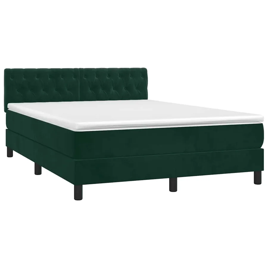 Sommier à lattes de lit et matelas Vert foncé 140x200cm Velours - 3
