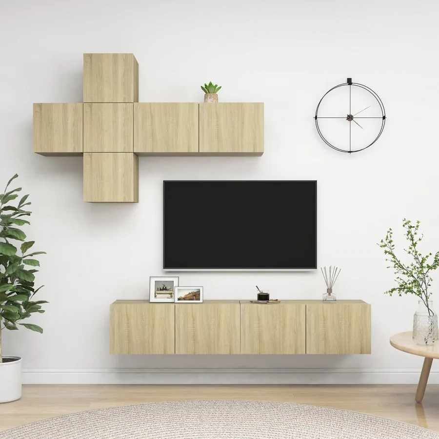 Ensemble de meuble TV 7 pcs Chêne sonoma Bois d'ingénierie