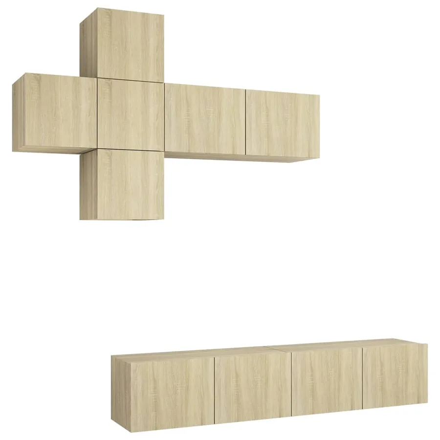 Ensemble de meuble TV 7 pcs Chêne sonoma Bois d'ingénierie - 2